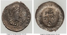 Justinian I the Great (AD 527-565). AR half-siliqua (13mm, 0.74 gm, 6h). XF. Ravenna, AD 552-565. D N IVSTI-NIANVS PP AVG, diademed, draped and cuiras...