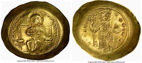 Constantine X Ducas (AD 1059-1067). AV histamenon nomisma (27mm, 4.32 gm, 5h). NGC XF 5/5 - 5/5. Constantinople. +IhS IXS RЄX-RЄSNANTIhm, Christ seate...