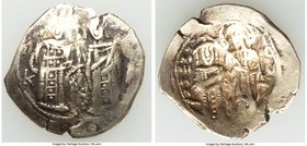 John V Palaeologus (AD 1341-1391), with Anna of Savoy, as regent. AV hyperpyron (24mm, 4.21 gm, 7h). VF, graffiti. Constantinople, AD 1341-1347. ANA-I...