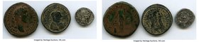 ANCIENT LOTS. Roman Imperial. Ca. AD 235/6-238. Lot of three (3) AE and AR. Fine-VF. Includes: Antoninus Pius (AD 138-161) AE sestertius, Annona // Di...