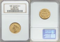 Victoria gold Sovereign 1865-SYDNEY AU50 NGC, Sydney mint, KM4. AGW 0.2353 oz. 

HID09801242017