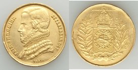 Pedro II gold 20000 Reis 1851 XF (cleaned, scratches), Rio de Janeiro mint, KM461. 30.1mm. 17.85gm. Cleaned obverse also has scratch that runs through...