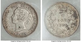 Victoria 2-Piece Lot of Certified 5 Cents ICCS, 1) 5 Cents 1885 - F15, London mint, KM2. Small 5 variety 2) 5 Cents 1885 - F15, London mint, KM2. Larg...