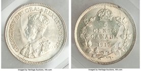 George V 5 Cents 1917 MS64 ICCS, Ottawa mint, KM22. Light golden toning. 

HID09801242017