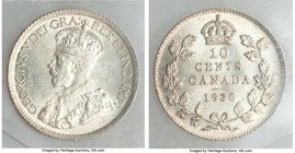 George V 10 Cents 1930 MS63 ICCS, Ottawa mint, KM23a. Lustrous with light taupe toning. 

HID09801242017