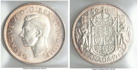 George VI "Straight 7" 50 Cents 1947 MS63 ICCS, Royal Canadian mint, KM36. Light purple and peach toning. 

HID09801242017