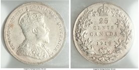 2-Piece Lot of Certified 25 Cents ICCS, 1) Edward VII 25 Cents 1910 - XF45, Ottawa mint, KM11a 2) George V 25 Cents 1928 - XF40, Ottawa mint, KM24a So...