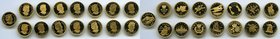 Elizabeth II 15-Piece Lot of Uncertified gold Commemoratives, 1) 50 Cents 2005 - Proof, KM542. Voyageurs. 14.1mm. 1.27gm. AGW 0.0408 oz. 2) Dollar 200...