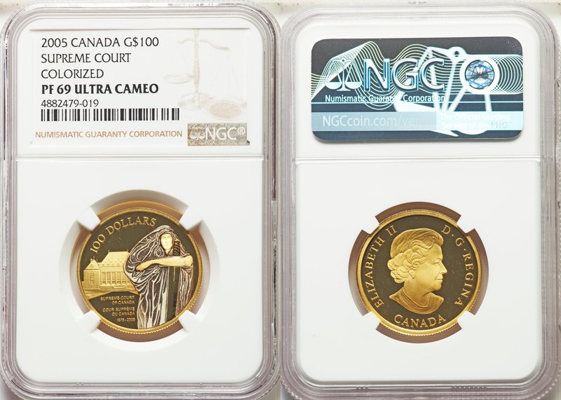Elizabeth II gold Proof 100 Dollars 2005 PR69 Ultra Cameo NGC, Royal Canadian Mi...