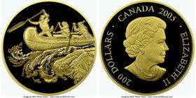 Elizabeth II gold Proof 200 Dollars 2005 PR69 Ultra Cameo NGC, Royal Canadian Mint, KM569. Mintage: 3,669. Fur traders commemorative. AGW 0.4715 oz. 
...