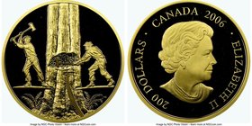 Elizabeth II gold Proof 200 Dollars 2006 PR69 Ultra Cameo NGC, Royal Canadian Mint, KM594. Mintage: 3,218. Timber trade commemorative. AGW 0.4715 oz. ...