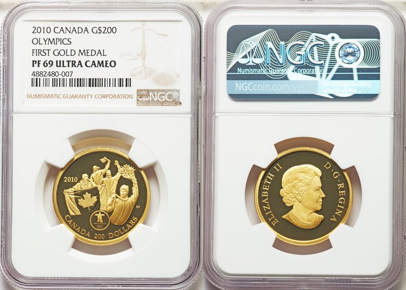 Elizabeth II gold Proof 200 Dollars 2010 PR69 Ultra Cameo NGC, Royal Canadian Mi...