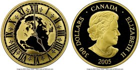 Elizabeth II gold Proof 300 Dollars 2005 PR69 Ultra Cameo NGC, Royal Canadian Mint, KM570.2. Mintage: 200. Commemorates Standard Time - Mountain 5 o'c...