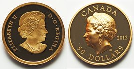 Elizabeth II Pair of gold Proof Commemoratives, 1) 50 Dollars 2012 - Proof, KM1296. 30mm. 33.17gm. AGW 1.0664 oz. 2) 200 Dollars 2014 - Proof, KM1710....