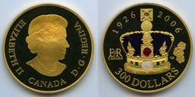 Elizabeth II gold Proof "Queens 80th Birthday" 300 Dollars 2006, Royal Canadian mint, KM679. Mintage: 996 of which this is # 102. 50mm. 60.00gms With ...