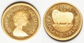 British Colony. Elizabeth II gold Proof 1/2 Pound 1974, KM6. 19.3mm. 3.94gm. Mintage: 2,673. AGW 0.1176 oz. 

HID09801242017