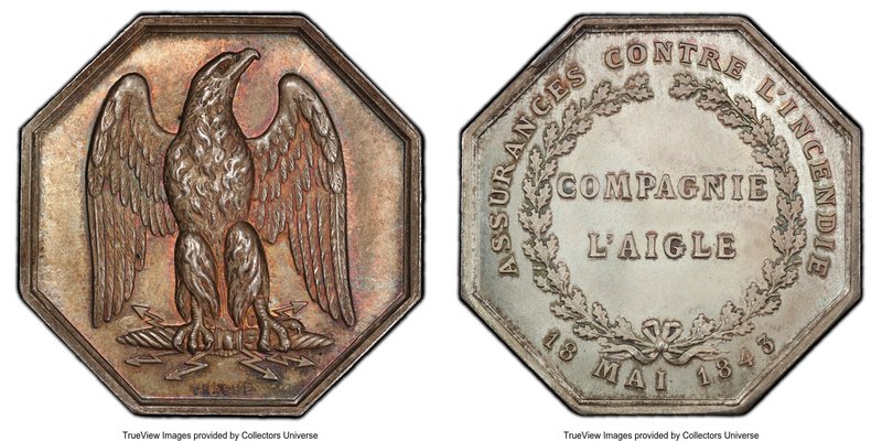 Pair of Certified silver Jetons PCGS, 1) silver Jeton 1843 - MS65, Gailhouse-74....