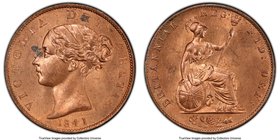 Victoria 1/2 Penny 1841 MS64 Red PCGS, KM726, S-3949. Spot on the bridge of her nose on this otherwise beautiful original red coin. 

HID09801242017