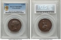 Victoria 1/2 Penny 1844 MS62 Brown PCGS, KM726, S-3949. Cognac brown infused with a subtle cobalt overtone. 

HID09801242017
