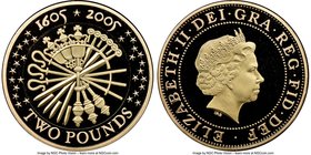 Elizabeth II gold Proof 2 Pounds 2005 PR69 Ultra Cameo NGC, KM-Unl. 400th Anniversary of Guy Fawkes Gunpowder Plot, 2005. Proof, in original box of is...