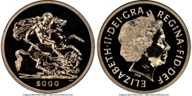 Elizabeth II gold 5 Pounds 2000 MS69 Deep Mirror Prooflike NGC, KM1003. 36mm. AGW 1.1775 oz. 

HID09801242017