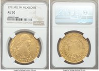 Charles IV gold 8 Escudos 1791 Mo-FM AU50 NGC, Mexico City mint, KM159. Weakly struck centers, still showing recessed luster. 

HID09801242017