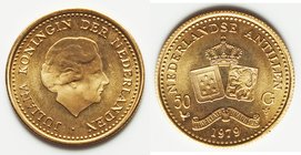 Juliana gold Proof 50 Gulden 1979, KM23, 17.9mm. 3.37gm. AGW 0.0972 oz.

HID09801242017