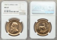Republic gold Krugerrand 1967 MS67 NGC, South African mint, KM73, Fr-13. First year of issue for series. AGW 1.000 oz. 

HID09801242017