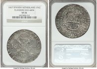 Flanders. Charles II Patagon 1667 VF35 NGC, Bruges mint, KM63, Dav-4494. Olive-gray and argent toning. 

HID09801242017