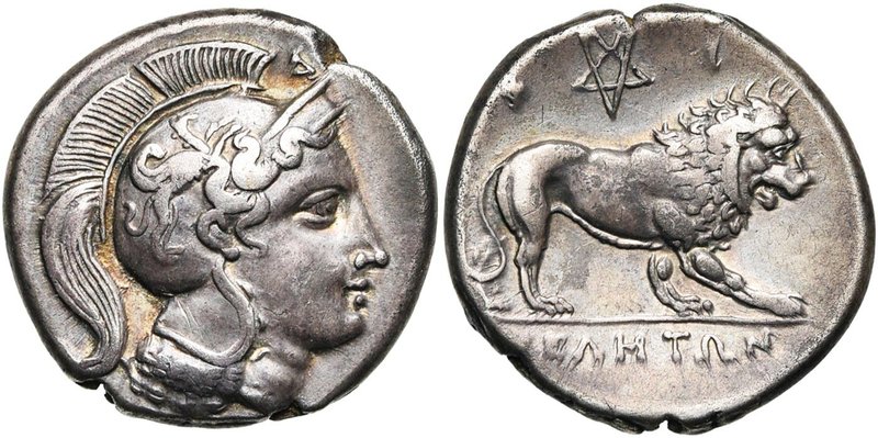 LUCANIE, VELIA, AR statère, 334-300 av. J.-C. D/ T. casquée d''Athéna à d., le c...