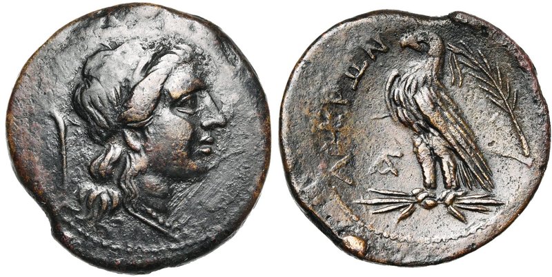 BRUTTIUM, LOKROI EPIZEPHYROI, AE bronze, après 213 av. J.-C. D/ T. de Perséphone...