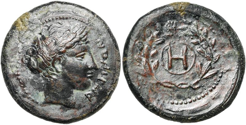 BRUTTIUM, RHEGION, bronze, vers 415-387 av. J.-C. D/ PHΓINON T. l. d''Apollon à ...