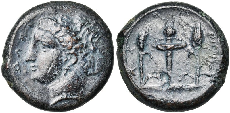 SICILE, ALAISA, Timoléon (344-336), AE bronze, 343-341 av. J.-C. D/ T. de Déméte...