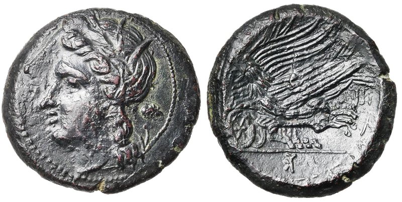 SICILE, SYRACUSE, Quatrième République (289-287), AE bronze. D/ ΣYPAKOΣΙΩN T. de...