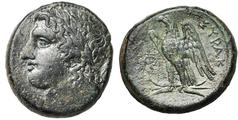 SICILE, SYRACUSE, Hicétas (288-279), AE bronze. D/ T. juvénile de Zeus à g. R/ Σ...