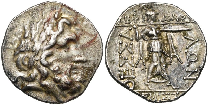 THESSALIE, Ligue thessalienne, AR double victoriat, 196-146 av. J.-C. D/ T. de Z...