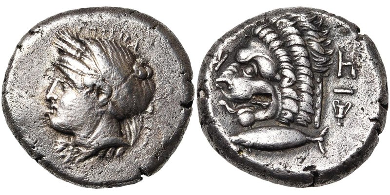 MYSIE, CYZIQUE, AR tétradrachme, vers 350 av. J.-C. D/ ΣΩTEIPA T. de Koré Soteir...