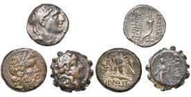 ROYAUME SELEUCIDE, lot de 3 p.: Démétrios Ier, drachme, 152-151 av. J.-C., R/ Corne d''abondance (B à TB/TB); Alexandre II Zabinas, bronze serratus, T...