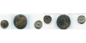 lot de 3 p.: Bruttium, Nuceria, bronze, T. d''Apollon/Cheval; Ptolémée IV, AE35, R/ Aigle à g., t. à d., avec corne d''abondance, E entre les pattes; ...