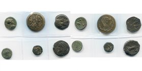 lot de 6 bronzes: Phrygie, Apamée, T. d''Athéna/Aigle sur méandre; royaume lagide, Ptolémée IV, AE32, T. de Zeus Ammon/Aigle et corne d''abondance; AE...
