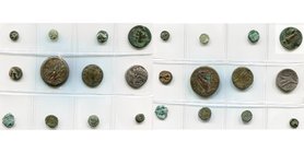 lot de 11 bronzes et 1 tétradrachme, dont: Carie, Rhodes, T. de Rhodos/Rose (2, AE10); Pisidie, Selge, Héraclès/Foudre; royaume de Cilicie, Philopator...