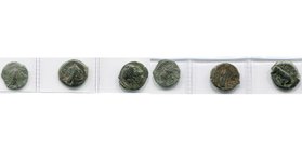 GAULE NARBONNAISE, Volcae Arecomici, lot de 3 petits bronzes: T. fém./Personnage en toge (2); Massalia, bronze léger au taureau, légende MAΣΣA, deux l...
