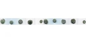 GAULE CELTIQUE, lot de 5 p.: Leuci, potin au sanglier; Lemovices, statère en bronze à la grue; Suessions, potin, T. décomposée/Sanglier (SUP, petite é...