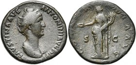 FAUSTINE l''Ancienne (†141), femme d''Antonin le Pieux, AE sesterce, 139-141, Rome. D/ FAVSTINA AVG AN-TONINI AVG PII P P B. diad., dr. à d. R/ CONCOR...