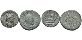 POSTUME (259-268), lot de 2 bronzes frappés à Cologne: double sesterce, 261, R/ Galère à g. avec cinq rameurs dirigés par un timonier; sesterce, 261, ...