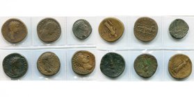 MARC AURELE César (139-161), lot de 6 bronzes frappés à Rome: sesterces, 145-149, R/ Fides, Hilaritas, Minerve, Pietas, Virtus; as, 145, R/ Hilaritas....
