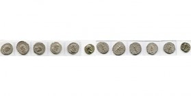 POSTUME (259-268), lot de 6 p.: antoniniens (5), R/ Felicitas, Hercule Pacifer, Moneta (2), Providentia; Septime Sévère, denier, 194, R/ Minerve.

B...
