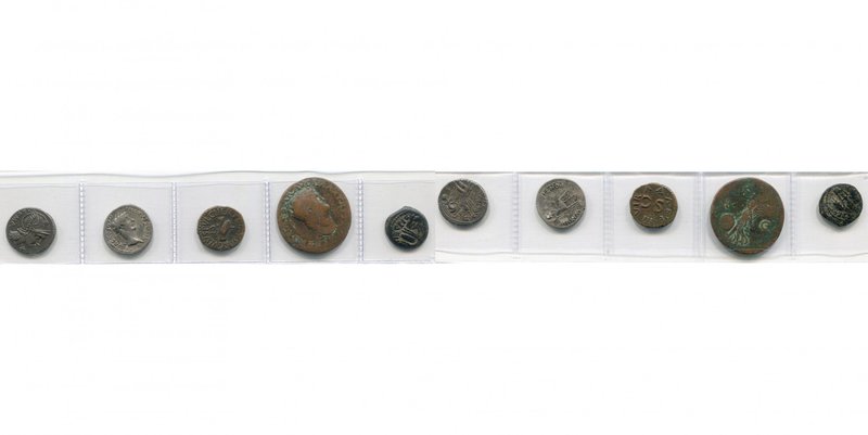 lot de 5 p.: L. Flaminius Chilo, denier, Cr. 302/1; Tibère, denier, 36-37, Lyon,...