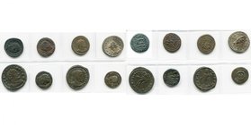 lot de 8 p.: Dioclétien, antoninien, R/ L''empereur et Jupiter (2, Héraclée et Alexandrie); Maximien Hercule, antoninien, Antioche, R/ L''empereur et ...