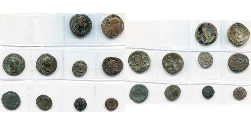 lot de 10 p.: sesterces de Sabine et Sévère Alexandre; as d''Auguste divinisé et...